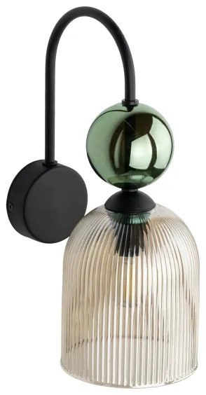 Aplica de perete SOPHIA, 1xE14/10W/230V, negru/verde/bej fumuriu