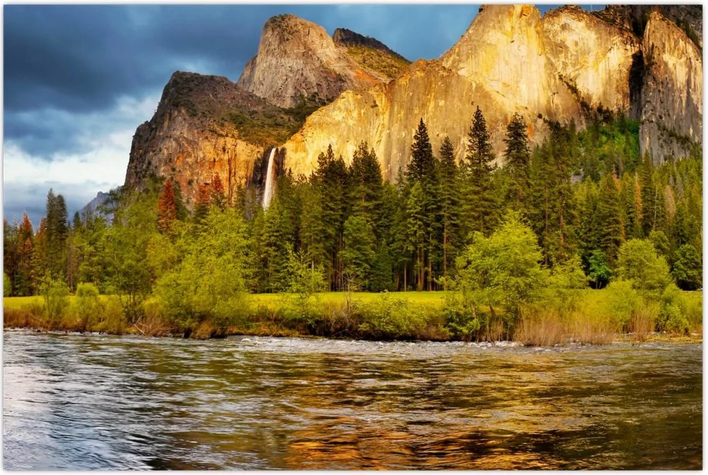 Tablou - Stânci lăngă lac (90x60 cm)