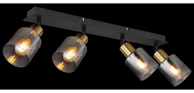 Plafoniera 4L design modern Hollsy negru, auriu