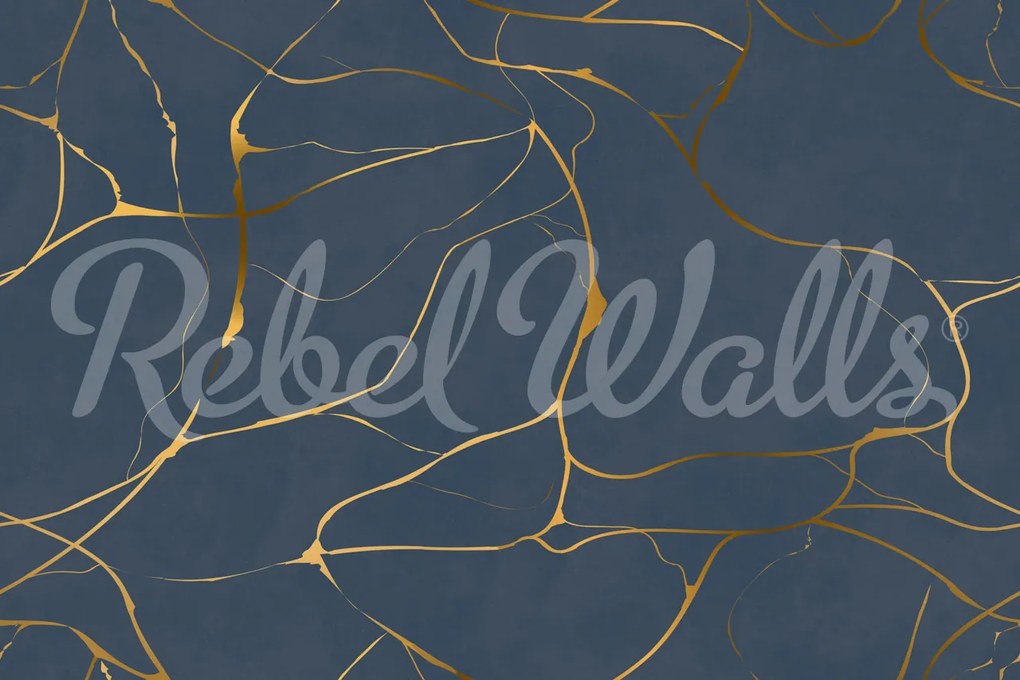 Fototapet, Gold Swirl, Dark Blue, Rebel Walls