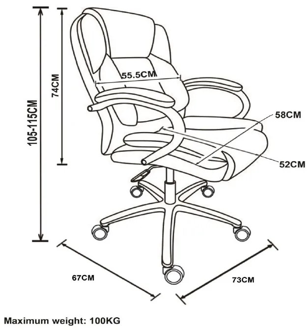 Scaun de birou directorial birou, US110, maro, 73x67x105-115 cm