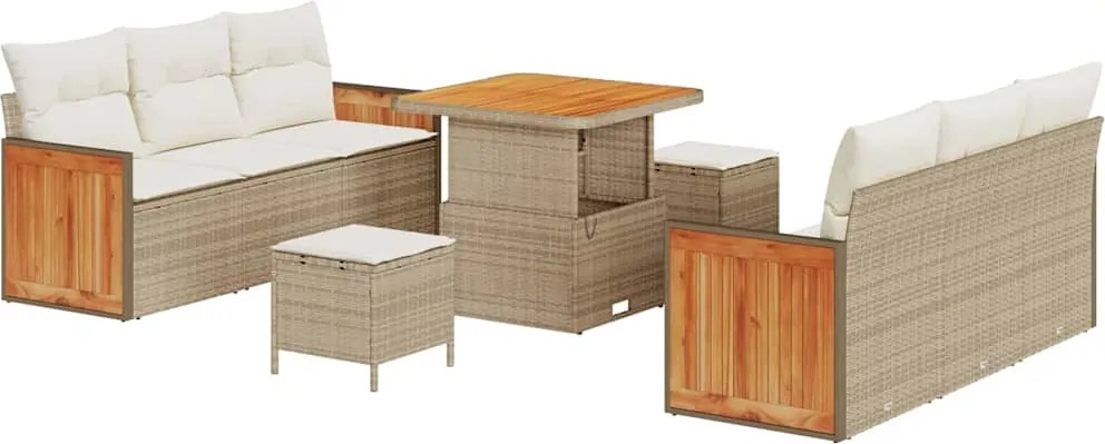 vidaXL Set de canapele pentru grădină 11 pcs Bej și crem poliratan