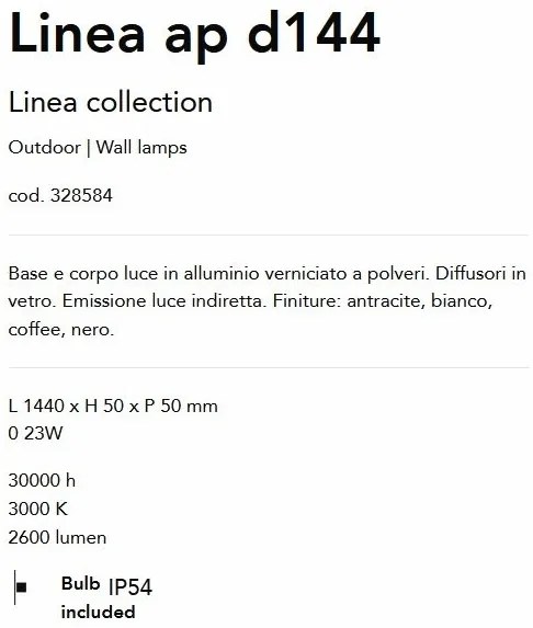 Aplica LED iluminat exterior Ip54 Linea ap d144 negru