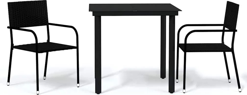 vidaXL Set de mobilier pentru grădină, 3 piese, negru