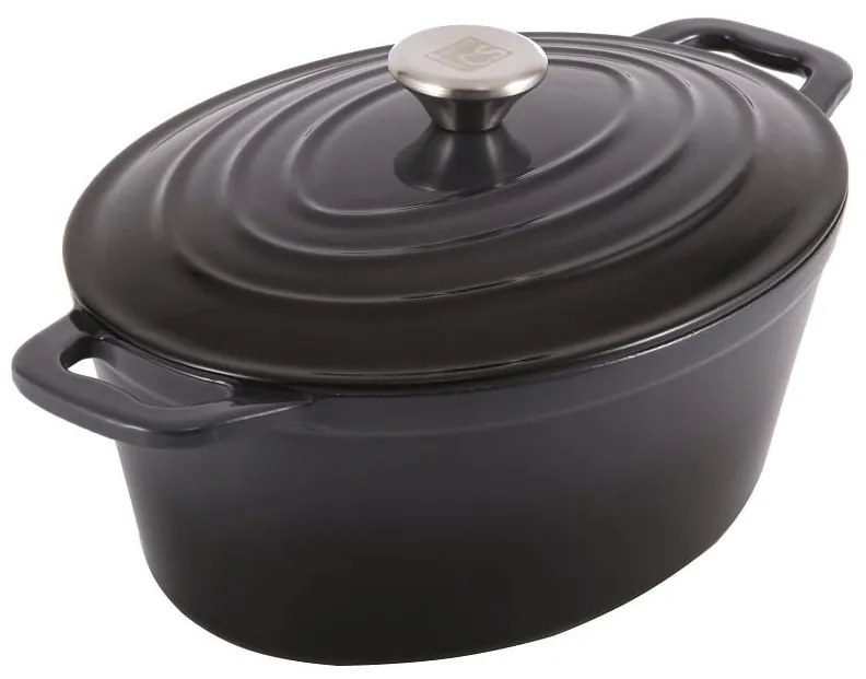 Oală din fontă emailată cu capac, 7.7L – Carl Schmidt Sohn 075262, gri, tip roaster, 36x27.8 cm, cuptor + inducție