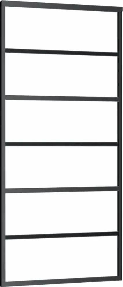 vidaXL Ușă glisantă, negru, 90x205 cm, sticlă ESG și aluminiu