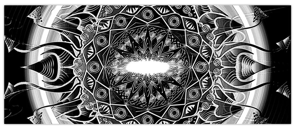 Tablou cu ornamente alb negre (120x50 cm)