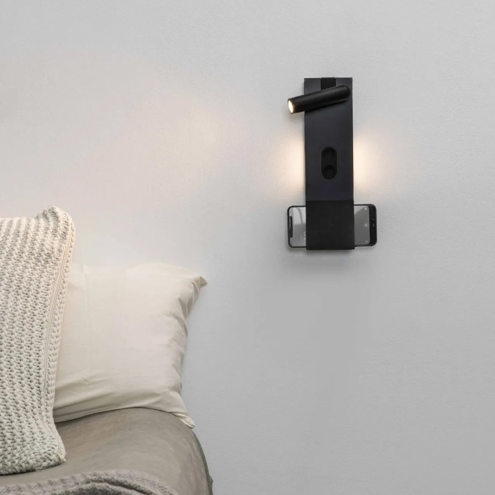 Aplica ambientala cu reader LED design ultra-modern MAGOS negru 20330