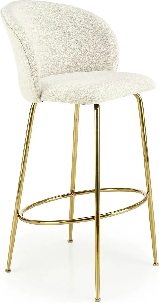 Scaun de bar auriu H116, stofa bucle/otel, 50x59x101 cm