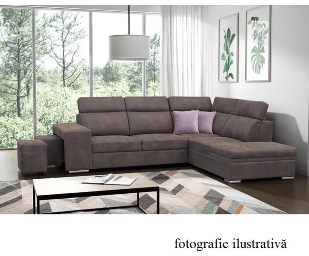 colţar, material maro/violet deschis, dreapta, LANZA