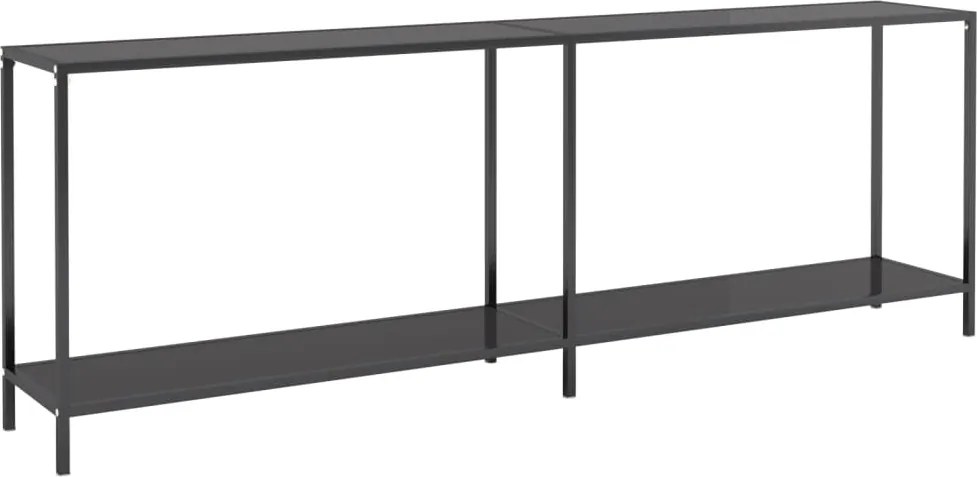 vidaXL Masă consolă, negru, 220x35x75,5 cm, sticlă securizată