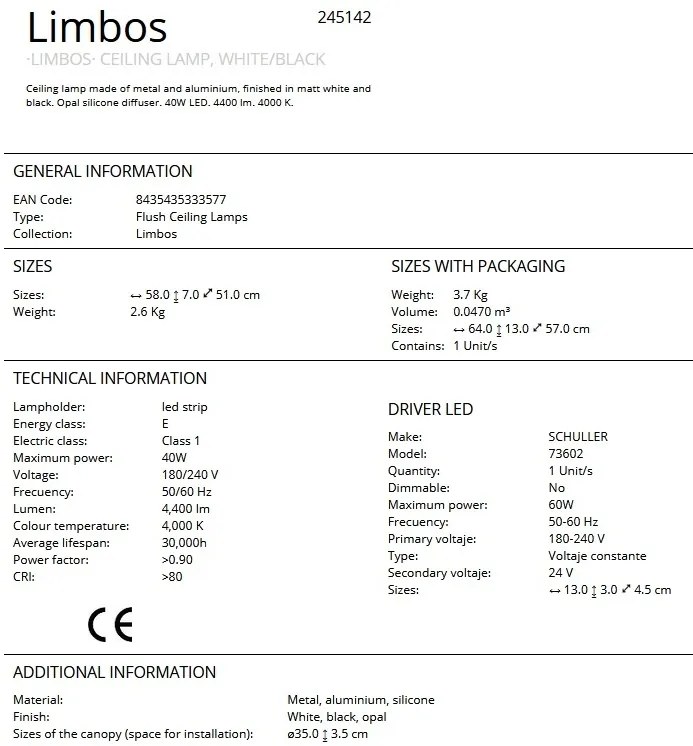 Lustra LED aplicata design modern circular Limbos alb/negru