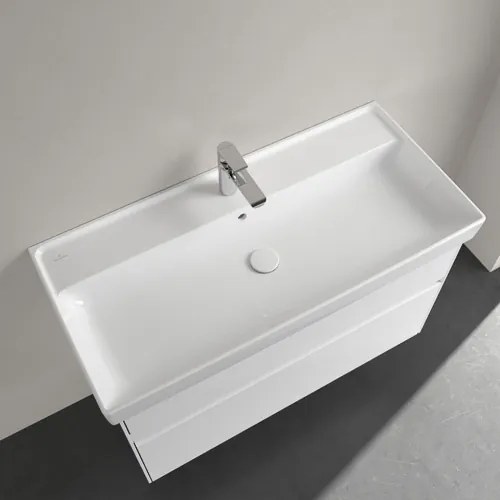 Lavoar pentru mobilier Villeroy &amp; Boch, Collaro 100 cm, TitanCeram cu orificiu pentru baterie și preaplin, alb alpin, 4A33A501