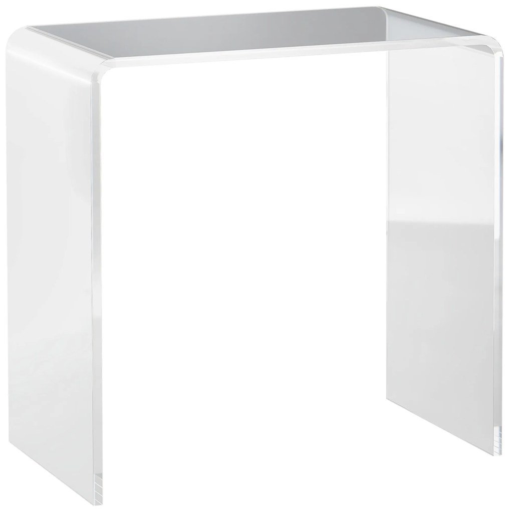 HOMCOM Masă Laterală Acrilică Fără Colturi, Margini Rotunjite, Spațiu Depozitare, 53.3x30.5x53.3cm, Transparent | Aosom Romania