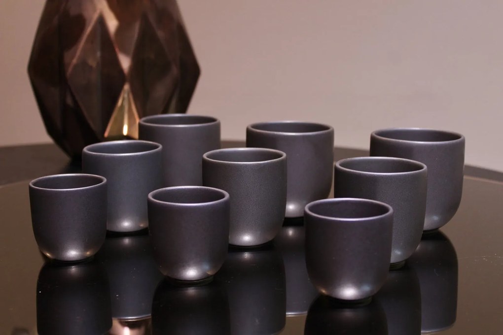 Pahar Mediu Ceramica Novum Vulcano 150ml, Negru Carbon Mat (Espresso, Espresso Lapte)