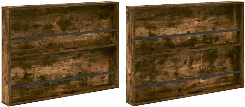 vidaXL Raft pentru reviste 2 pcs Stejar fumuriu 100 x 12 x 70 cm