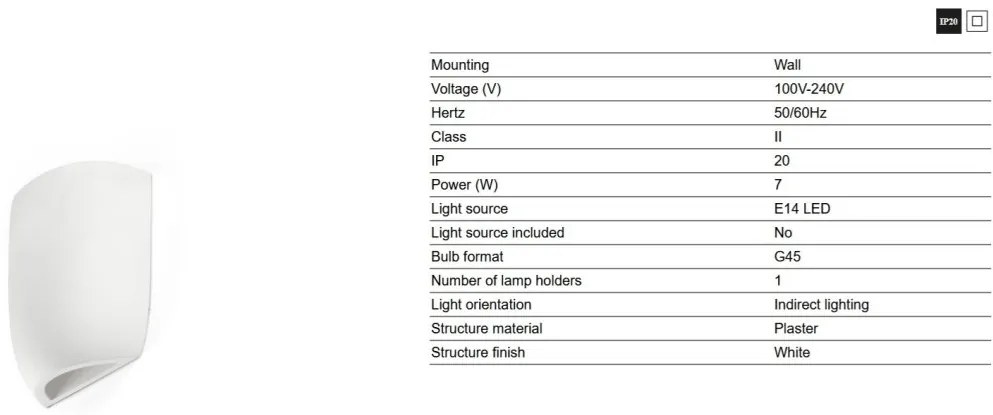 Aplica de perete iluminat ambiental KAPPU 25 alb