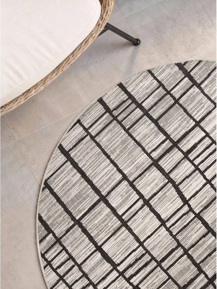 Covor pentru exterior și interior negru/crem rotund ø 200 cm Haringey Crouch – Ted Baker