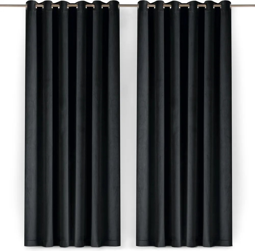 Draperie neagră dimout (semi-opacă) din catifea 265x225 cm Velto – Filumi