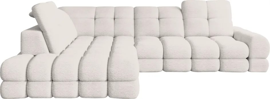 Set canapea extensibilă cu funcţie de extensie electrică, crem, pe stânga, TOLLO L ROH