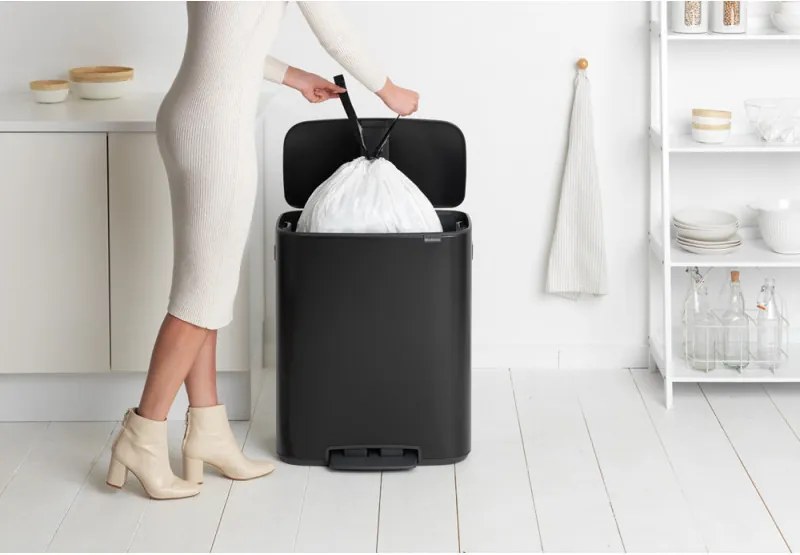 Coș Brabantia Bo Pedal 1003185, 60 L, închidere ușoară, bază antiderapantă, negru