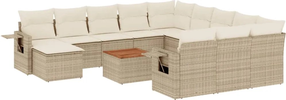 vidaXL Set canapele de grădină, 13 piese, cu perne, bej, poliratan