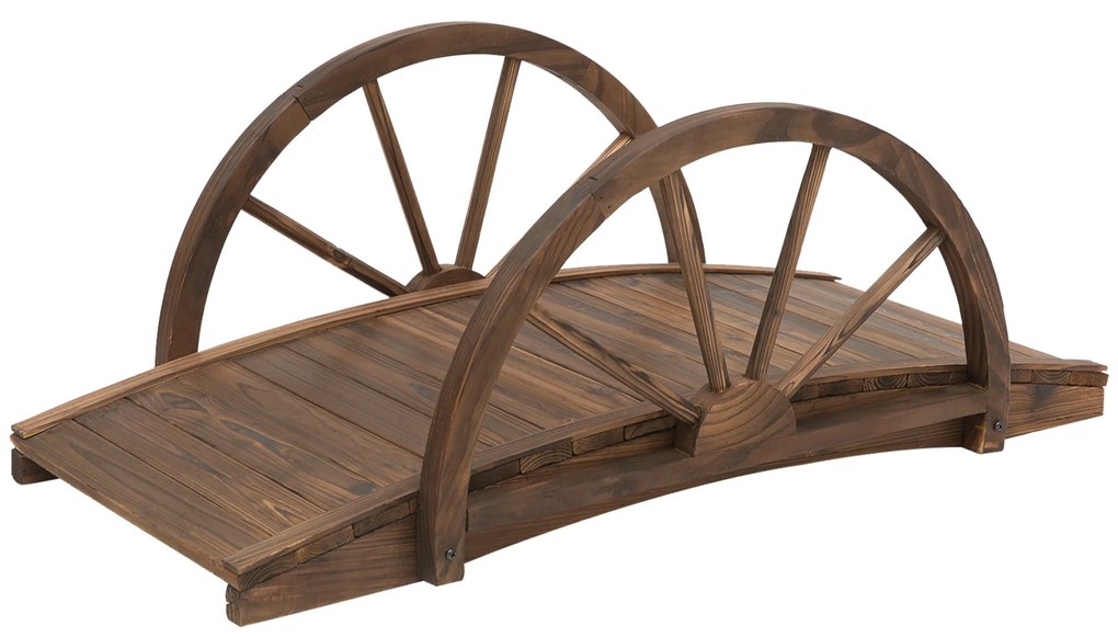 Outsunny Pod de grădină din lemn, cu balustradă la jumătate de roți și o capacitate de 150 KG, 100 x 50 x 37 cm, maro | Aosom Romania