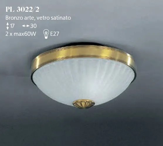 Plafoniera clasic design italian din alama, sticla 3022 RA-PL. 3022/2