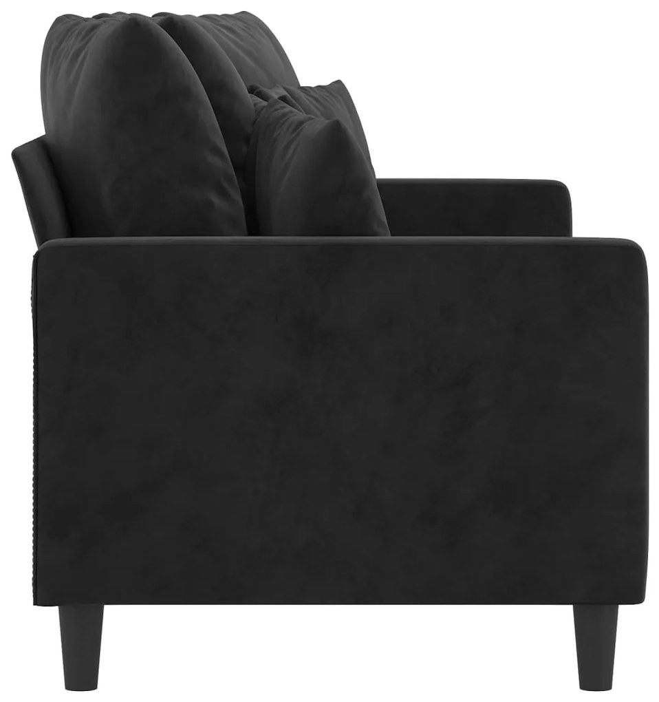 Canapea cu 2 locuri, negru, 140 cm, catifea Negru, 158 x 77 x 80 cm