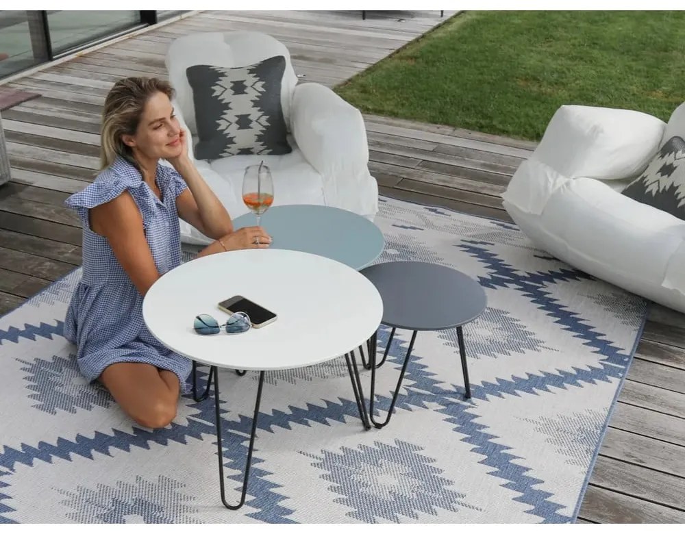 Covor adecvat pentru exterior NORTHRUGS Malibu, 80 x 150 cm, albastru-crem