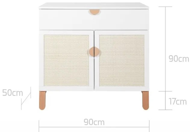 Comoda Ratata alb/fag/natur L90 cm