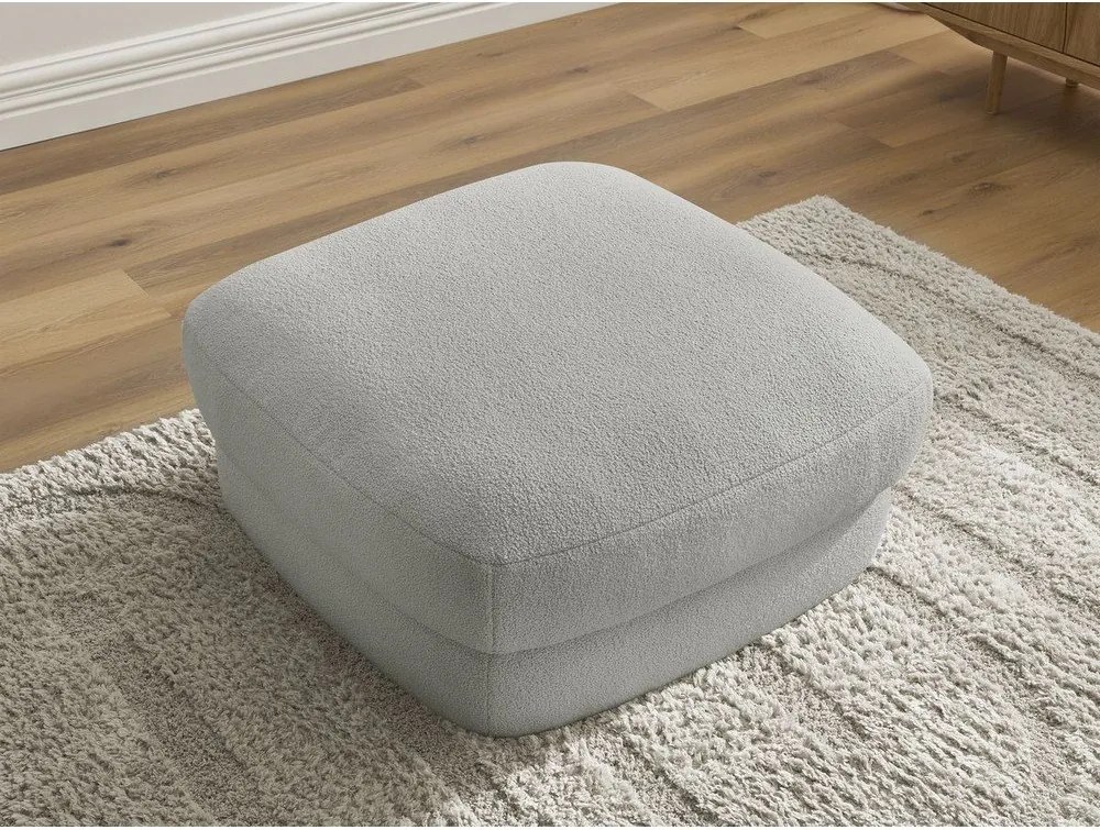 Taburet gri deschis cu tapițerie din țesătură bouclé Leonore – Bobochic Paris