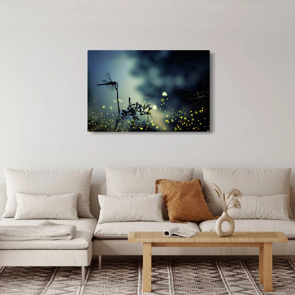 Tablou - Libelula în noaptea strălucitoare (90x60 cm)