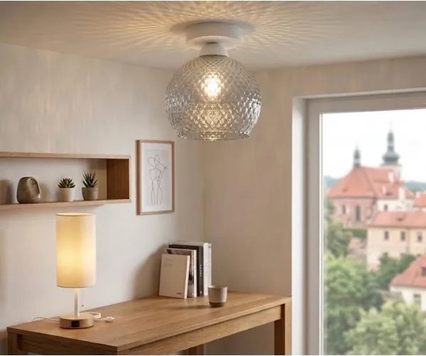 BRILAGI - Lampă de tavan LED R GLASS 1xE27/60W/230V Ø 18 cm alb/gri fumuriu