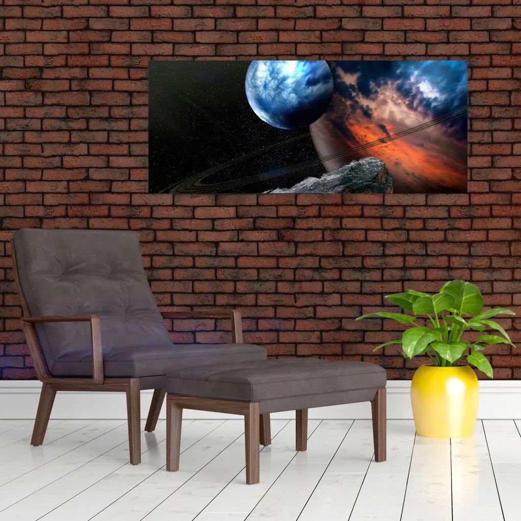 Tablou planetei în cosmos (120x50 cm)