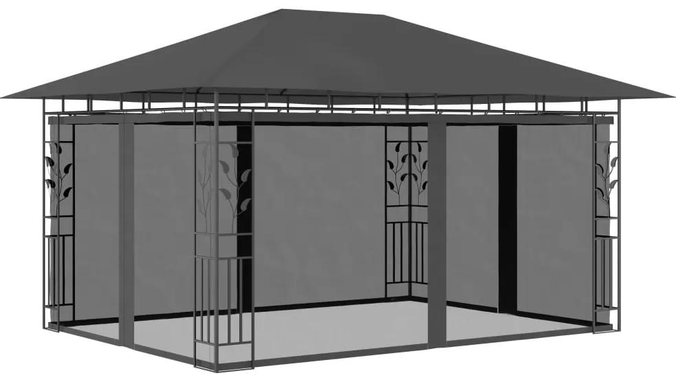 Pavilion cu plasa anti-tantari, antracit, 4 x 3 x 2,73 m