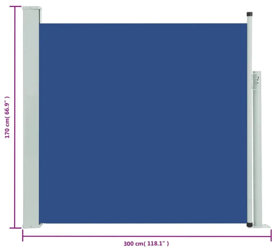 Copertina laterala retractabila de terasa, albastru, 170x300 cm Albastru, 170 x 300 cm