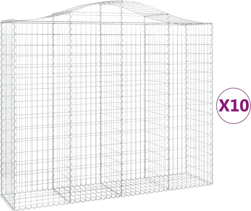 vidaXL Coșuri gabion arcuite 10 buc, 200x50x160/180cm, fier galvanizat