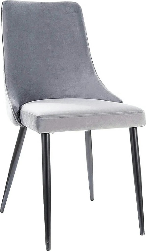 Scaun tapitat PIANO B, gri/negru, stofa catifelata/metal, 47x44x93 cm