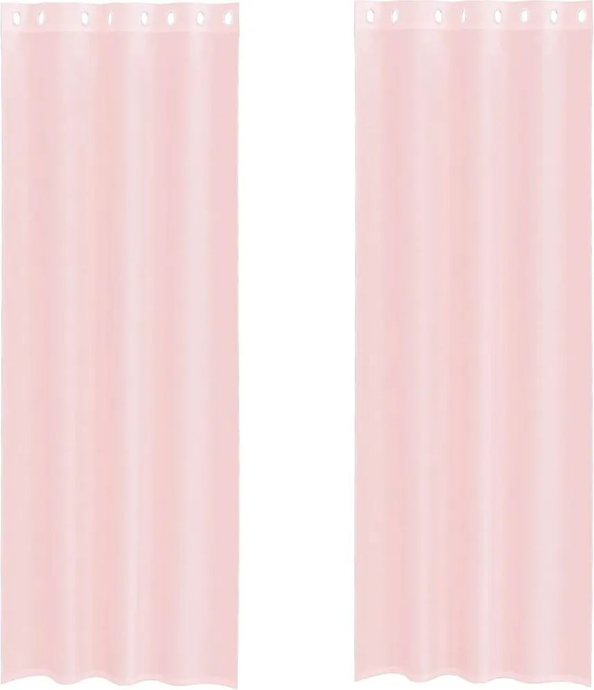 vidaXL Perdele Voile cu Oelii 2 buc Roz deschis 140x300 cm