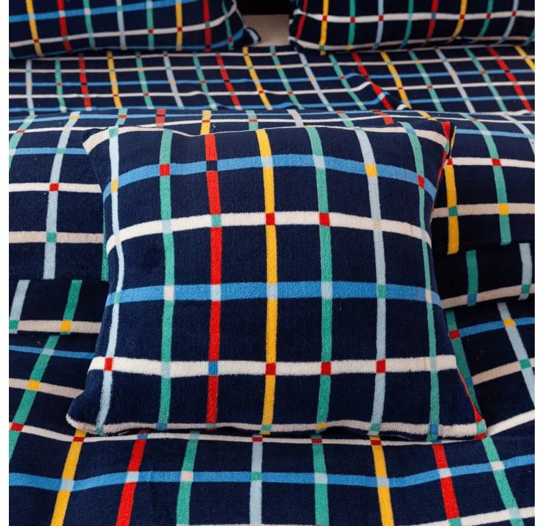 Lenjerie de pat microfleece GRID albastru inchis Dimensiunile lenjeriei: 70 x 90 cm | 140 x 200 cm