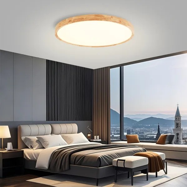 Brilagi - Plafonieră LED WOODROUND, 70 W, 230 V, 3000/4000/6000 K, diam. 80 cm