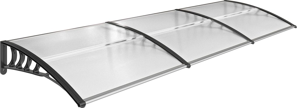 Outsunny Copertina pentru exterior, curbata cu suruburi si buloane incluse, copertina din policarbonat, PP si aluminiu, 295x90x23.5cm