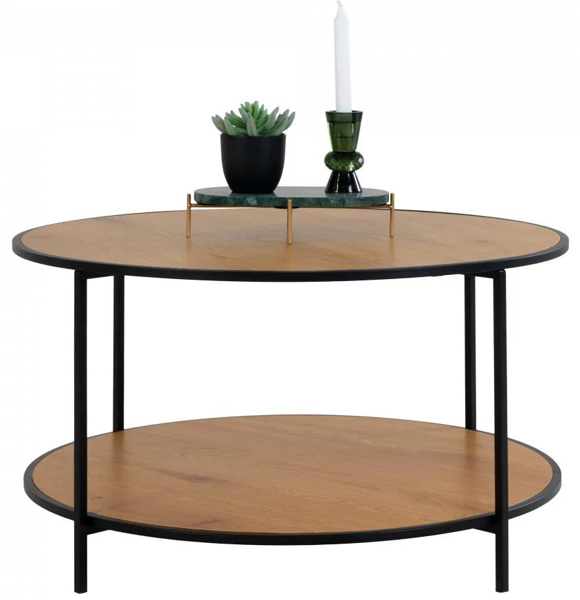 Masa de cafea rotunda din lemn cu picioare negre 80cm Vita