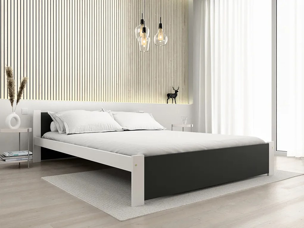 Pat IKAROS 120 x 200 cm, antracit/alb Saltea: fara saltea, Somiera: cu somiera din laturi