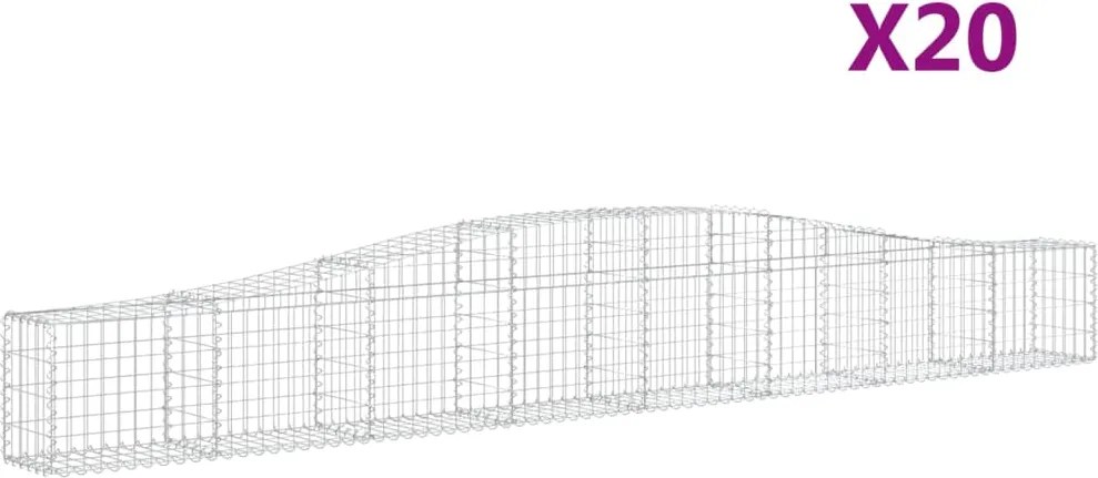vidaXL Coșuri gabion arcuite 20 buc, 400x30x40/60 cm, fier galvanizat