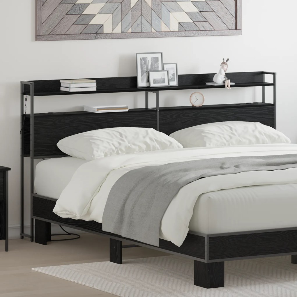vidaXL Tăblie de depozitare cu raft Stejar negru 180 cm Lemn compozit