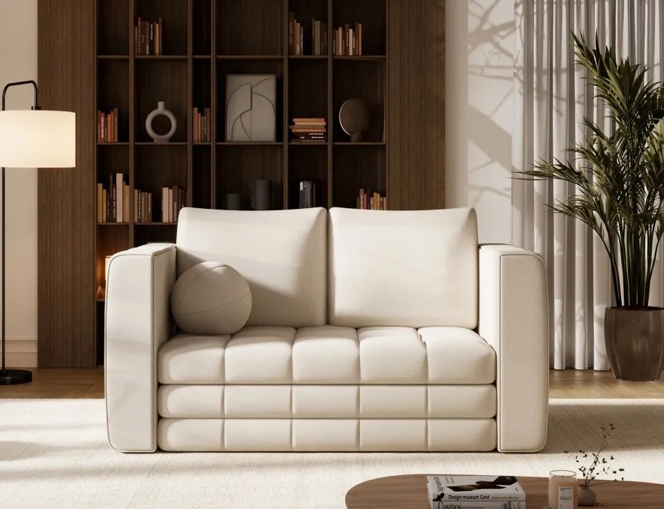 Canapea Kastol , alb chenille extensibil, 137x71x74 cm – Soreli 01
