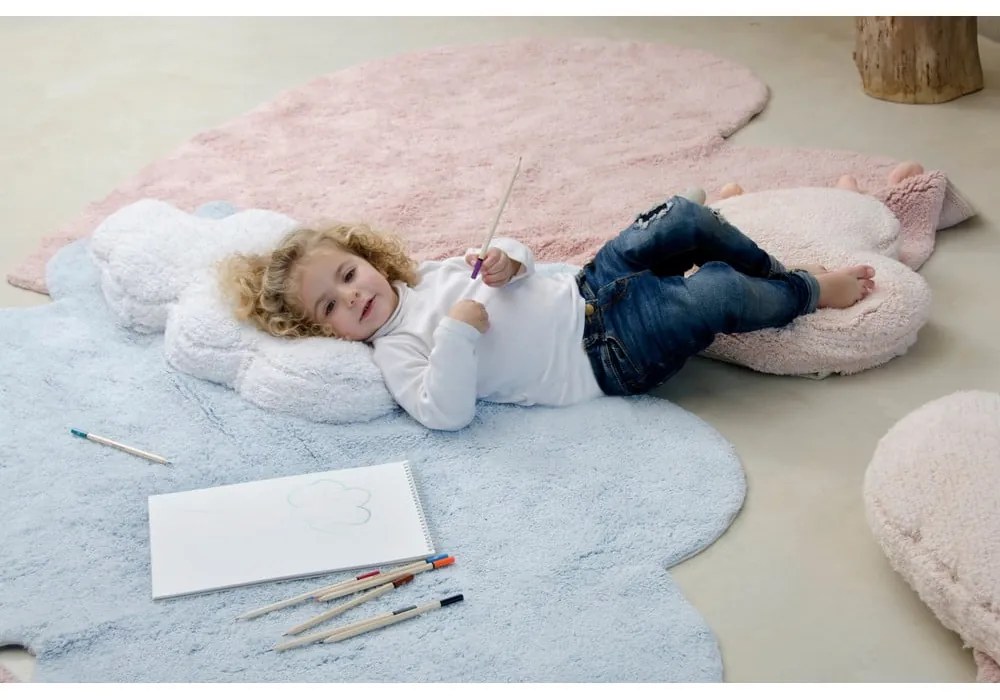 Covor pentru copii roz lavabil/țesut manual din bumbac 160x180 cm Puffy Love – Lorena Canals