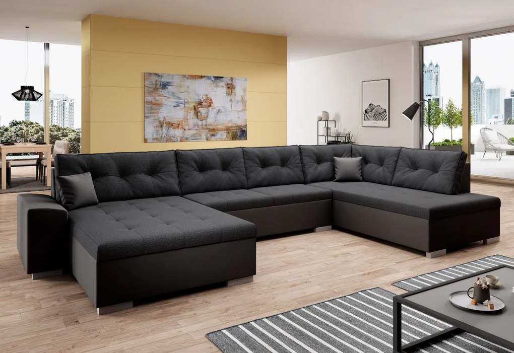 Supermobel Coltar in forma de U WITOS, 344x81x163, malmo 95 /piele ecologica alba, dreapta
